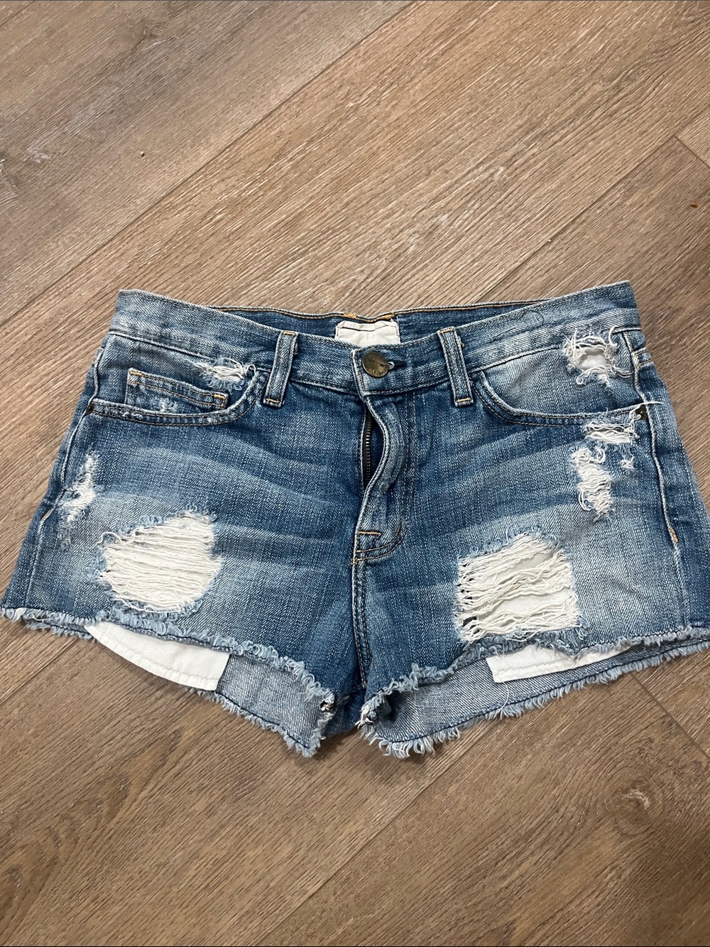 Current/Elliott Blue Distressed Denim Cutoff Shorts